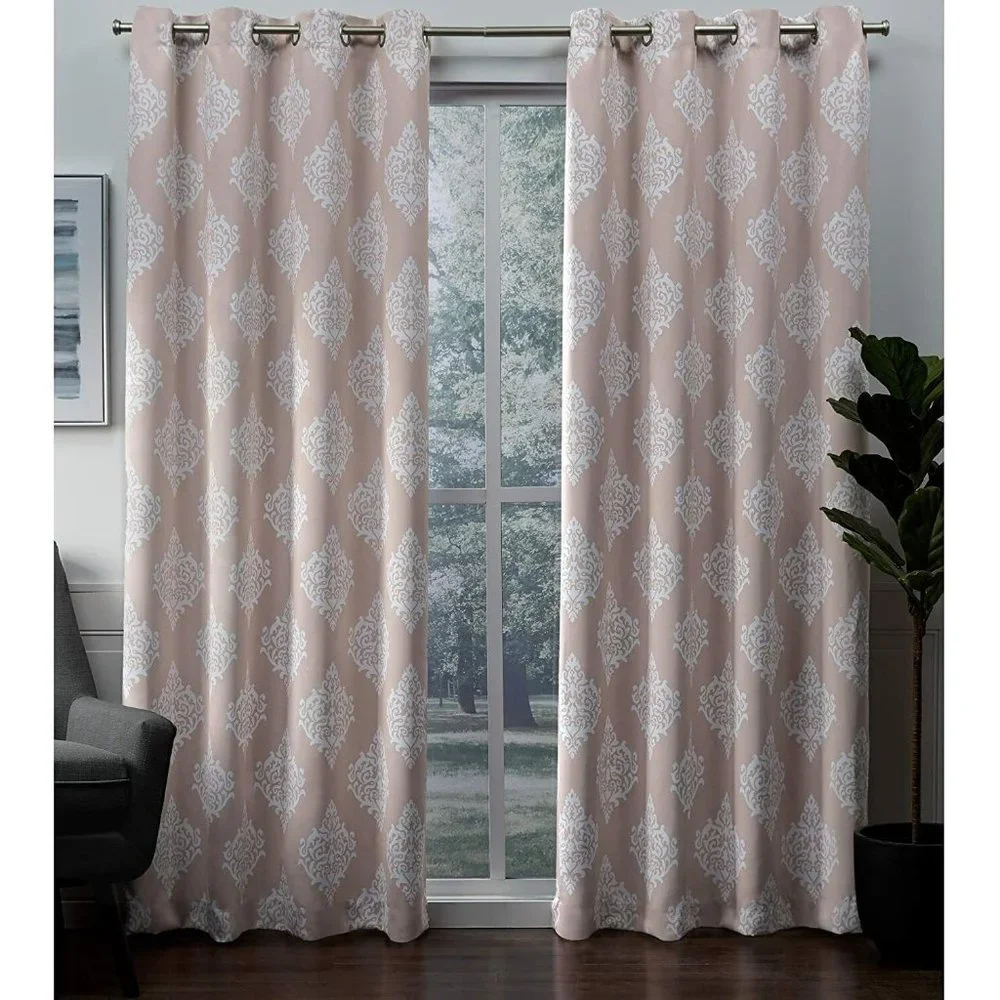 Exclusive Home Blush Medallion Woven Room Darkening Curtain Set 52 x 108 NWT